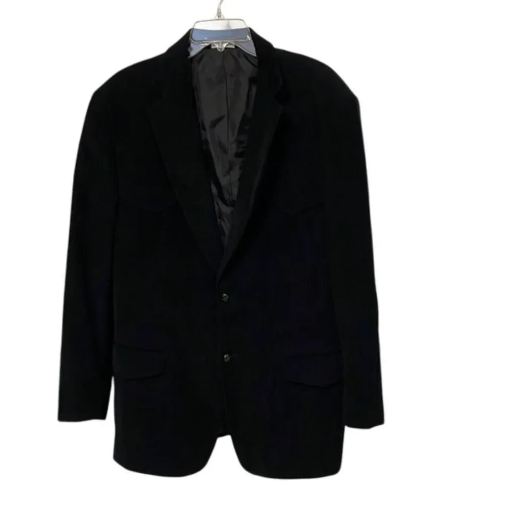 Cordovan & Grey Classic Black Corduroy Blazer Mens Size 44R Elbow Patches